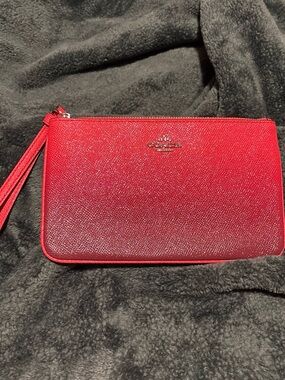 Coach Red Leather Wristlet Clutch